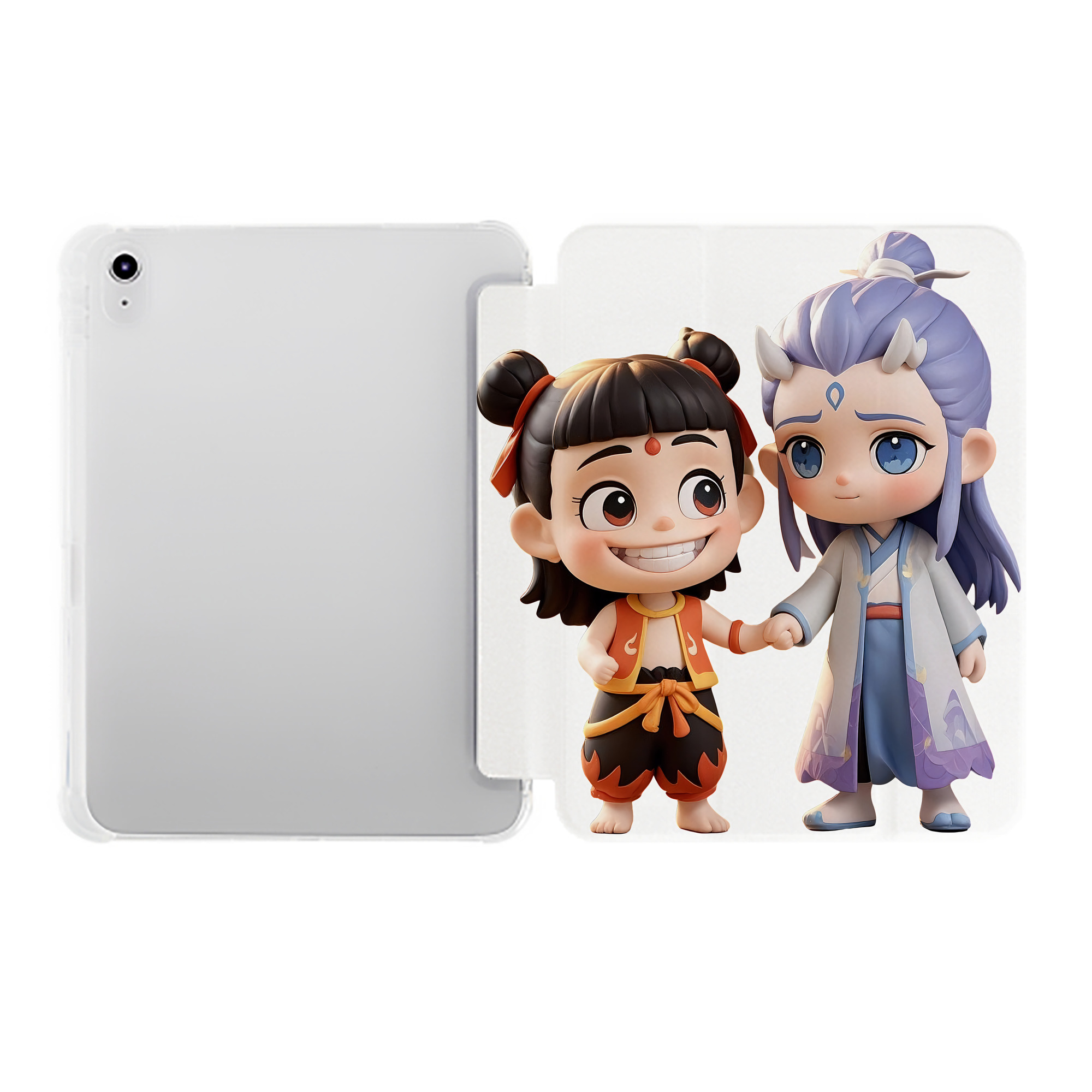 （画像用） Ne Zha 2 ナタ 魔童の大暴れ IPad ケース ペン収納付き 三つ折りスタンド PUレザー×シリコン 対応機種9.5/10.5/10.9インチ